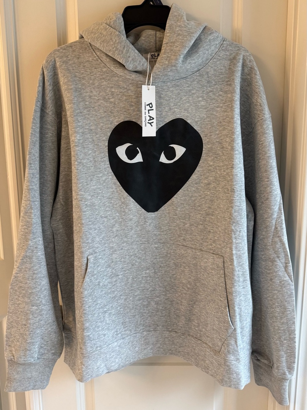 Comme des Garcons PLAY Grey Hoodie with Black Heart Logo